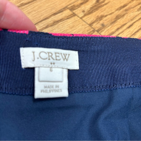 J Crew | Hot Pink and Navy Floral Pencil Cotton Basketweave Skirt Size 6 - Picture 3 of 12